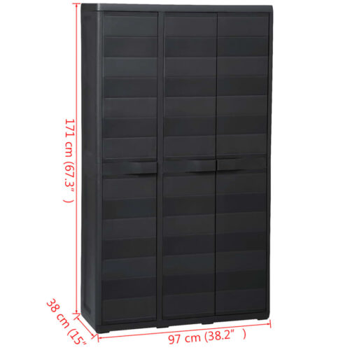 Garden Storage Cabinet with 4 Shelves Black - Image 11