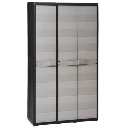 Garden Storage Cabinet with 4 Shelves Black Grey
