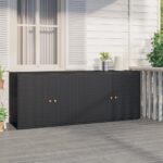 Garden Storage Cabinet Black 198x55.5x80cm Poly Rattan
