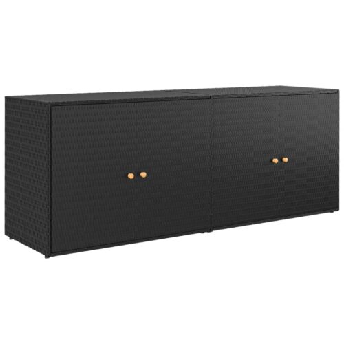 Garden Storage Cabinet Black 198x55.5x80cm Poly Rattan - Image 2