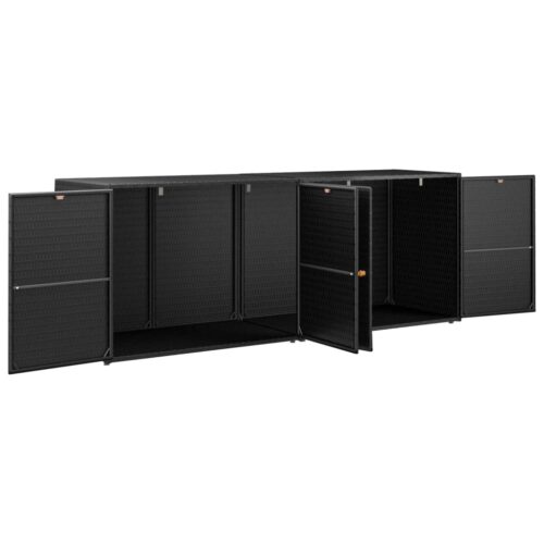 Garden Storage Cabinet Black 198x55.5x80cm Poly Rattan - Image 3