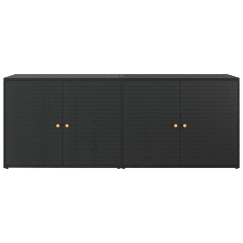 Garden Storage Cabinet Black 198x55.5x80cm Poly Rattan - Image 4