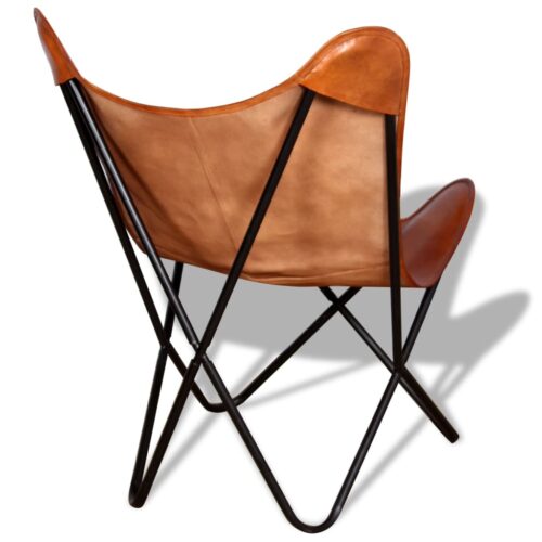 Butterfly Chair Brown Real Leather - Image 4