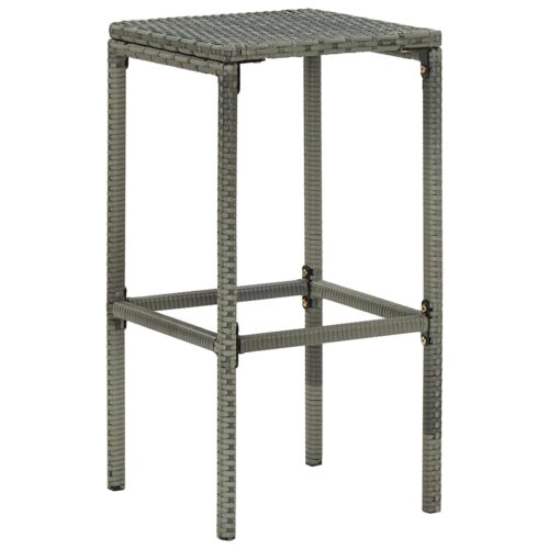 Bar Stools with Cushions 2pcs Grey Poly Rattan - Image 3