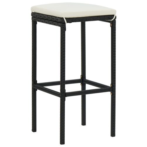 Bar Stools with Cushions 4pcs Black Poly Rattan - Image 2