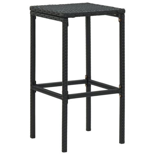 Bar Stools with Cushions 4pcs Black Poly Rattan - Image 3