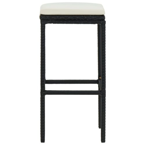Bar Stools with Cushions 4pcs Black Poly Rattan - Image 4