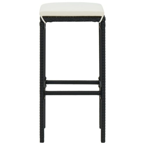 Bar Stools with Cushions 4pcs Black Poly Rattan - Image 5