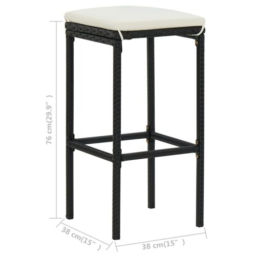 Bar Stools with Cushions 4pcs Black Poly Rattan - Image 8