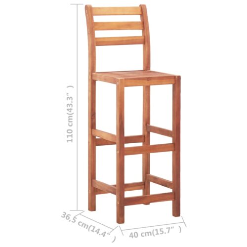 Bar Chairs 4pcs Solid Acacia Wood - Image 8