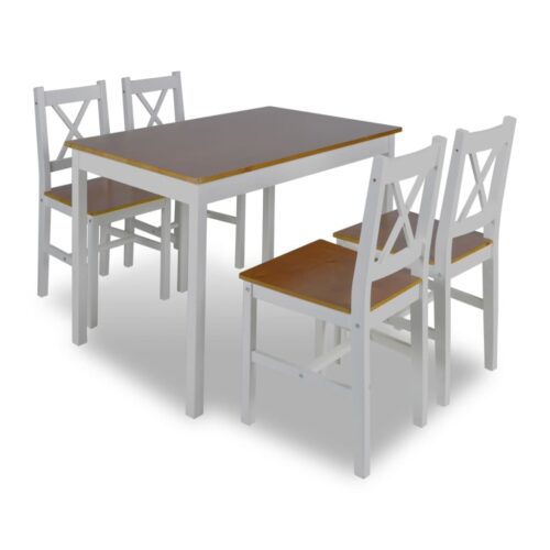 5-Piece Dining Set Brown White