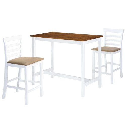 Bar Table Stool Set 3 Pieces MDF Dark Brown - Image 10