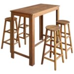 Bar Table Stool Set 5 Pieces Solid Acacia Wood