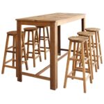 Bar Table Stool Set 7 Pieces Solid Acacia Wood