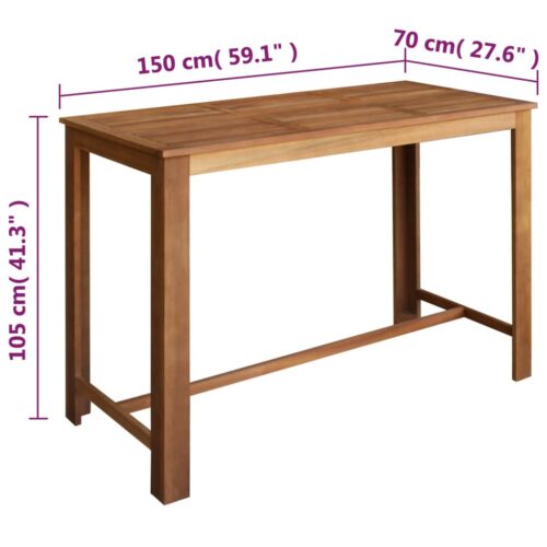Bar Table Stool Set 7 Pieces Solid Acacia Wood - Image 5