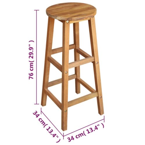 Bar Table Stool Set 7 Pieces Solid Acacia Wood - Image 6