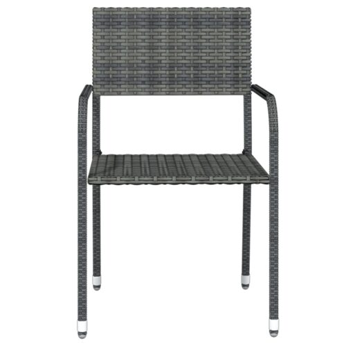 5pcs Outdoor Dining Set Garden Patio Lounge Chairs Table Wicker Furniture Grey - Image 4