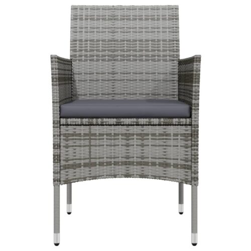5-Piece Garden Dining Set with Cushions Grey Black - Image 4