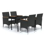 5-Piece Outdoor Dining Set with Cushions Black