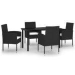 5-Piece Garden Dining Set Black