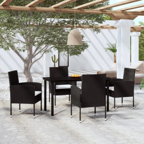 5-Piece Garden Dining Set Black - Image 9