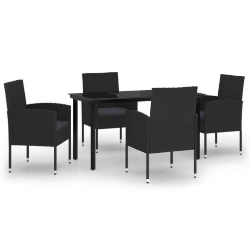 5-Piece Garden Dining Set Black