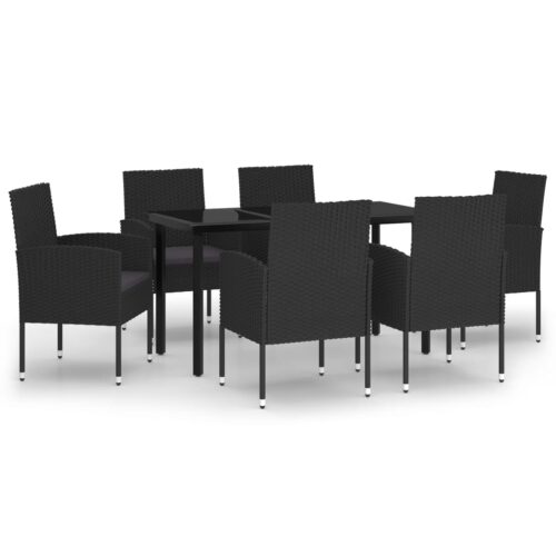 7-Piece Garden Dining Set Black Outdoor Patio Lounge Furniture
