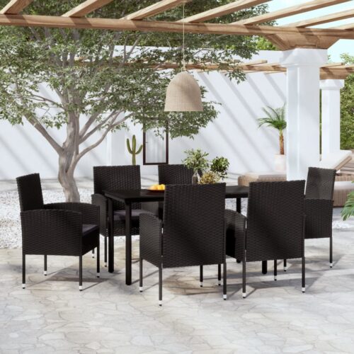 7-Piece Garden Dining Set Black Outdoor Patio Lounge Furniture - Image 9