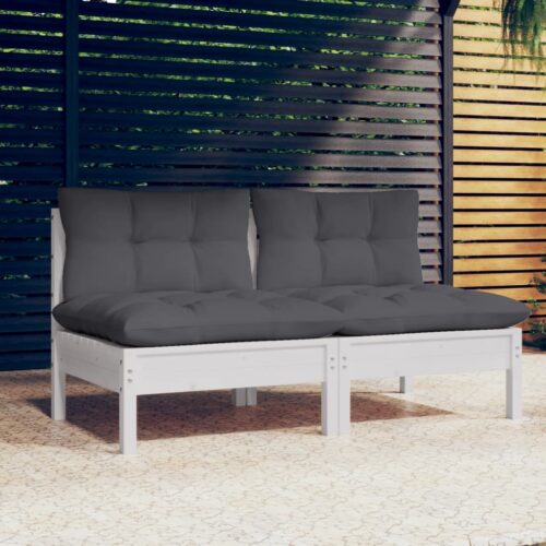 2-Seater Garden Sofa with Anthracite Cushions Solid Wood Pine - Image 9