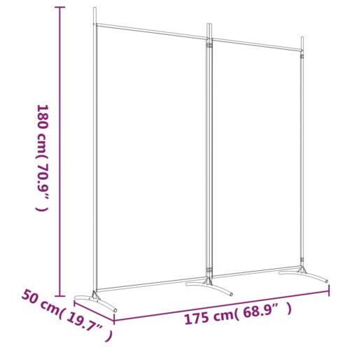 2-Panel Room Divider Black 175x180cm Fabric - Image 8