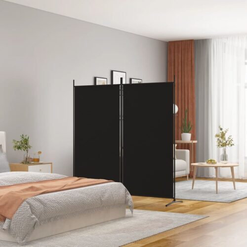 2-Panel Room Divider Black 175x180cm Fabric - Image 9