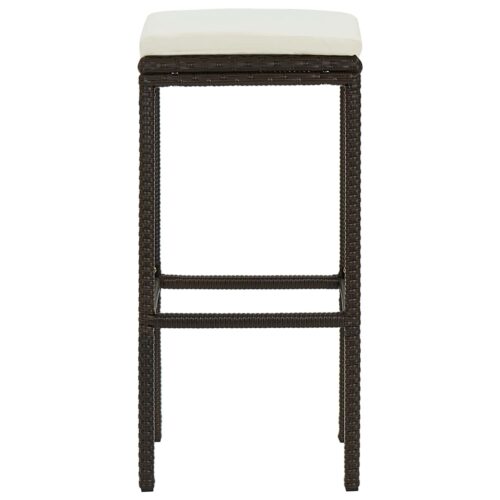 Bar Stools with Cushions 2pcs Brown Poly Rattan - Image 5