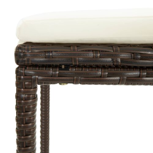 Bar Stools with Cushions 2pcs Brown Poly Rattan - Image 6