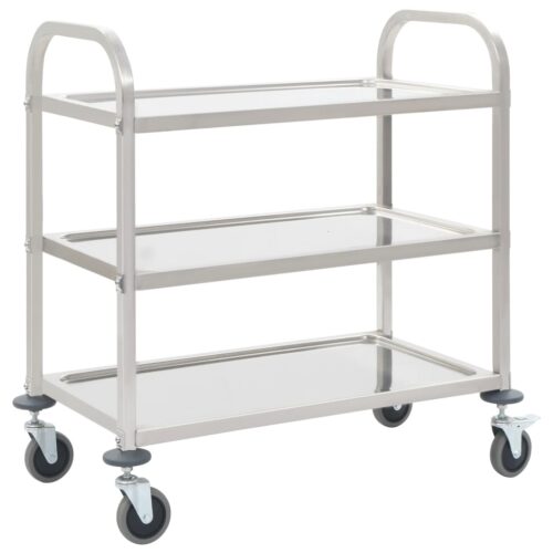 3-Tier Kitchen Trolley 96.5x55x90cm Stainless Steel - Image 7