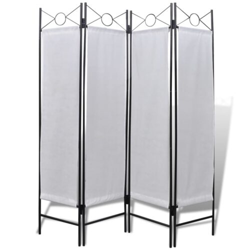 4-Panel Room Divider Privacy Folding Screen White 160 x 180cm