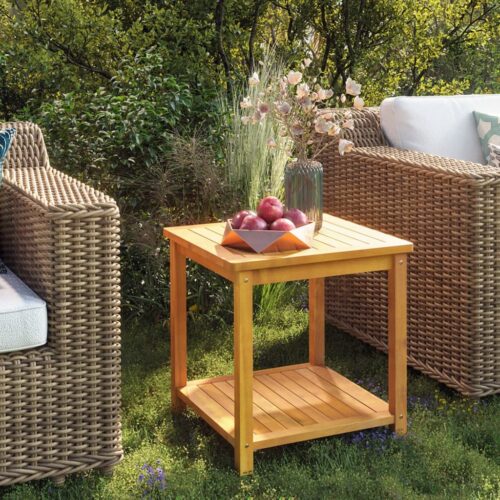 Side Table Solid Acacia Wood 45x45x45cm - Image 7