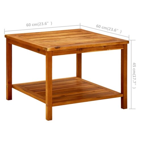 Coffee Table 60x60x45cm Solid Acacia Wood - Image 7