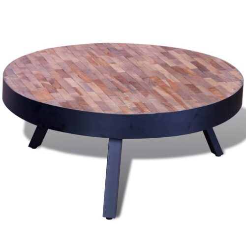 Coffee Table Round Reclaimed Teak Wood - Image 2