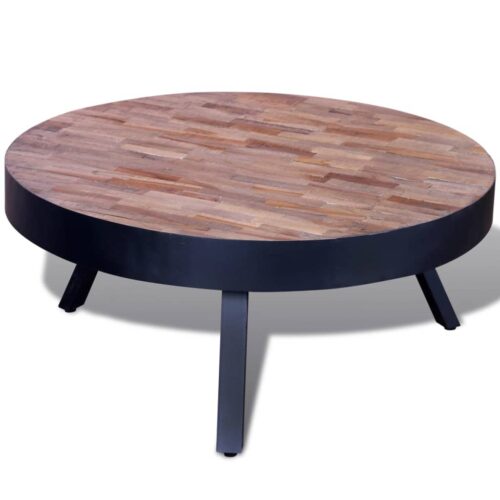 Coffee Table Round Reclaimed Teak Wood - Image 3