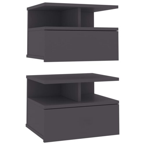 Floating Nightstands 2pcs Grey 40x31x27cm Engineered Wood - Image 2