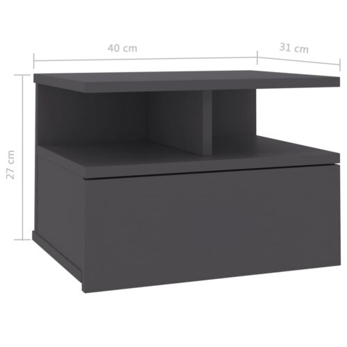 Floating Nightstands 2pcs Grey 40x31x27cm Engineered Wood - Image 7