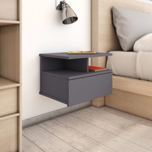 Floating Nightstands 2pcs Grey 40x31x27cm Engineered Wood - Image 8