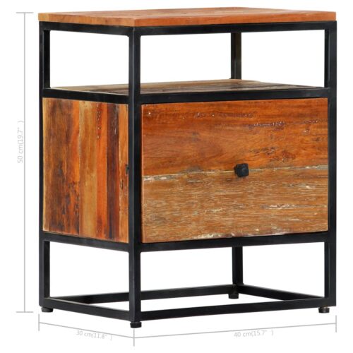 Bedside Cabinet 40x30x50cm Solid Reclaimed Wood Steel - Image 9