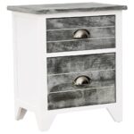 Nightstand 2pcs with 2 Drawers Grey White