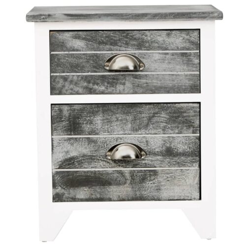 Nightstand 2pcs with 2 Drawers Grey White - Image 5