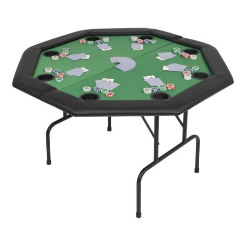8-Player Folding Poker Table 2 Fold Octagonal Green - Image 7