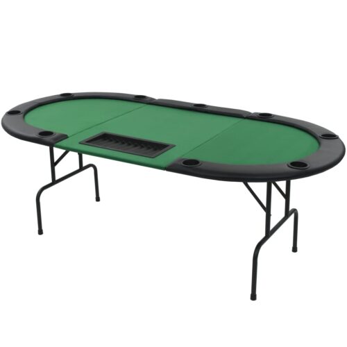 9-Player Folding Poker Table 3 Fold Oval Green - Image 2