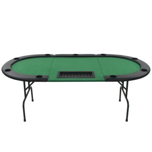 9-Player Folding Poker Table 3 Fold Oval Green - Image 3