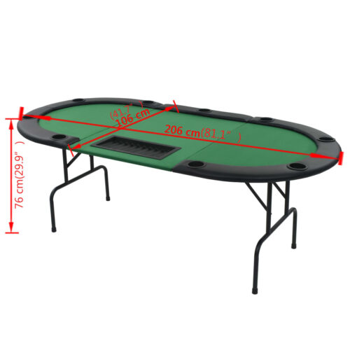 9-Player Folding Poker Table 3 Fold Oval Green - Image 8