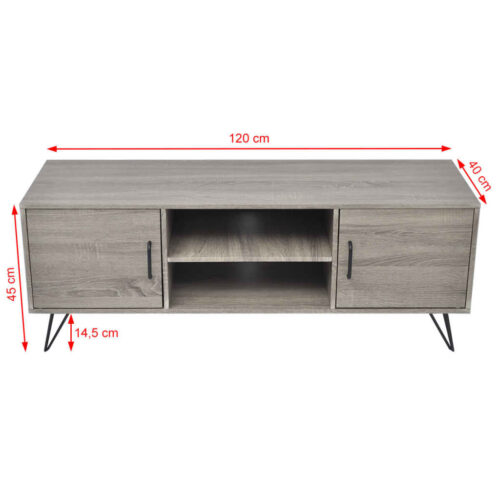 TV Cabinet 120x40x45cm Grey - Image 5